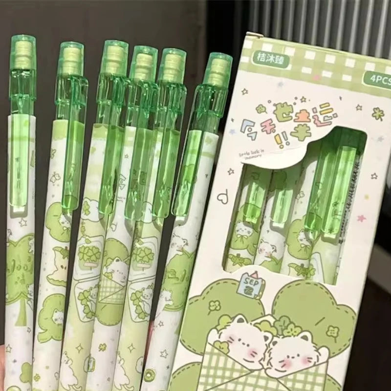4Pcs 0.5mm Mechanical Pencils with Eraser Smooth Writing Erasable Press Automatic Pencil School Office Supply Student Station