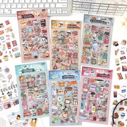 TIANZI 6 sheets Cute Magazine Scrapbooking Stickers Book DIY Junk Journal Material Decoration Album Diary Stationery supplies