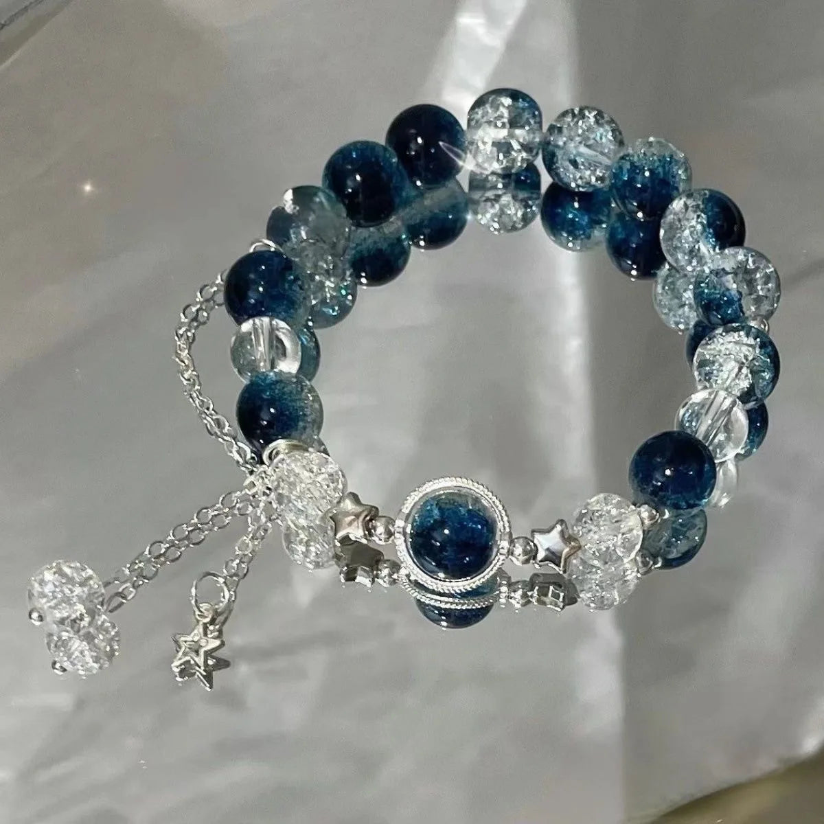 6Pcs 925 Sterling Silver Rhinestone Bracelets for Women Girls Luxury Korean Sparkling Starry Sky Charm Bracelets Party Jewelr