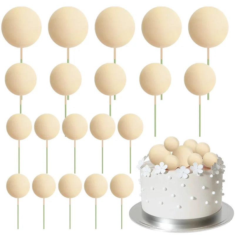 20Pcs Colorful Balls Cake Topper Mini Balloons Cupcake Insert Sticks for Wedding Birthday Party Cake DIY Decoration Baby Show