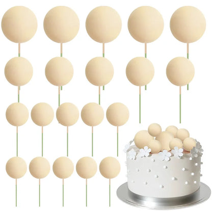 20Pcs Colorful Balls Cake Topper Mini Balloons Cupcake Insert Sticks for Wedding Birthday Party Cake DIY Decoration Baby Show