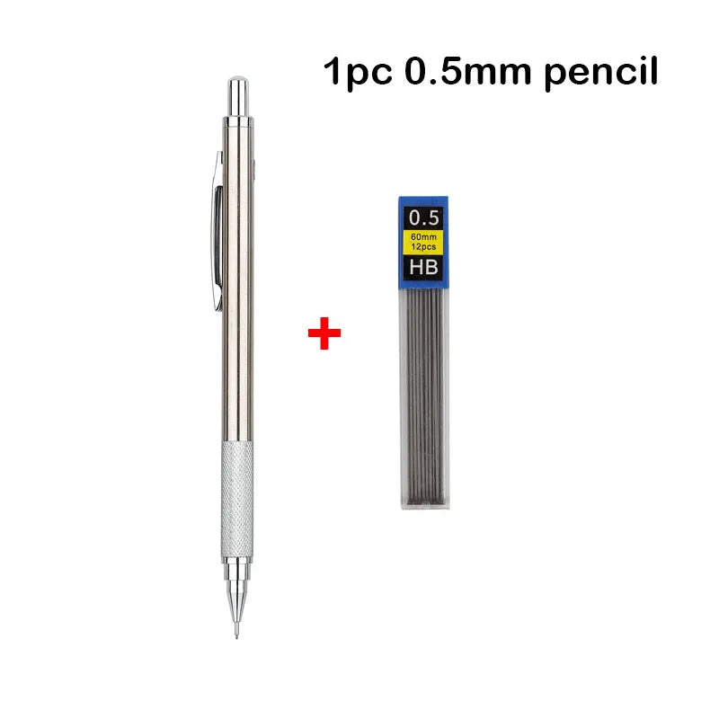 Mechanical Pencil Set 0.3 0.5 0.7 0.9 1.3 2.0mm Full Metal Art Drawing Painting Automatic Pencil with Leads Office School Sup