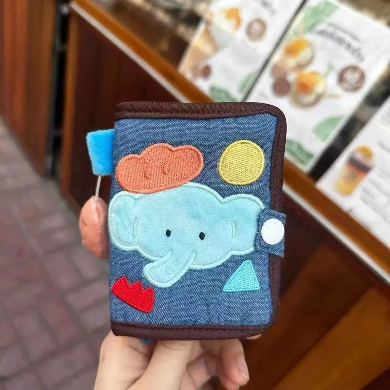 New Arrival Cute Canvas Wallet Short Zipper Wallets for Woman Purse Small Fold Denim Corduroy Card Holders Coin Purse Cartoon
