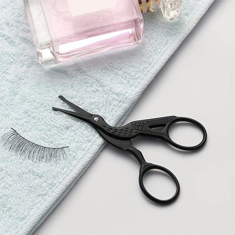 Round Head Stainless Steel Nose Hair Scissors Stork Type BeautyScissors For Eyebrows Nose Hair Beard Ear Hair Eyebrow Scissor
