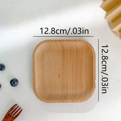 Wheat Stalk Tray Tableware Round Dessert Plate Japanese-Style Durable Heat Resistant Tray Coffee Tea Solid Wood Plate Tray - 