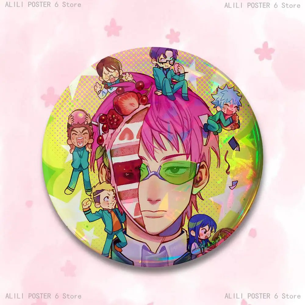S-Saiki K D-Disastrous L-Life Badges 25 32 44 58 75 mm Round Cosplay Pin Bag Decor Fans Collect Friends Gifts Brooch Souvenir