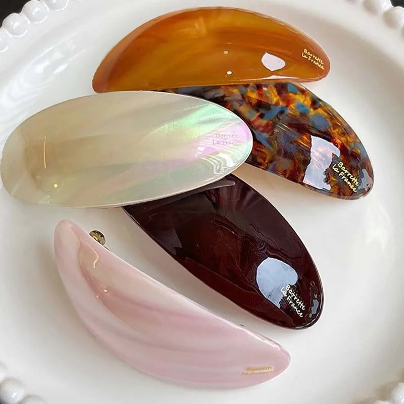 Vintage Acetic Acid Oval Hair Clip for Women Girls Korean Large Spoon Clip Spring Clip Hair Clip Top Clip Hair Accessories