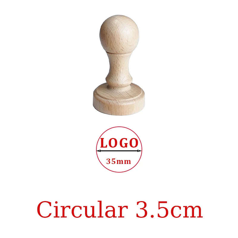 LOGO Custom Wooden Rubber Stamp Personalized Name Stamp Business Logo Customization for Office Craft DIY | Free Design - Circ