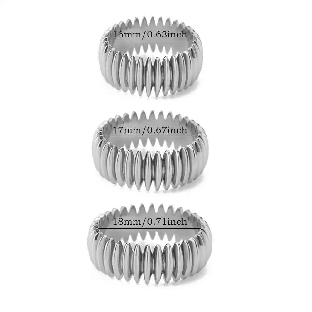 Gothic Stripe Rings for Women Stainless Steel Gold Color Ring Vintage Couple Band Aesthetic Jewelry Finger Accessories anillo