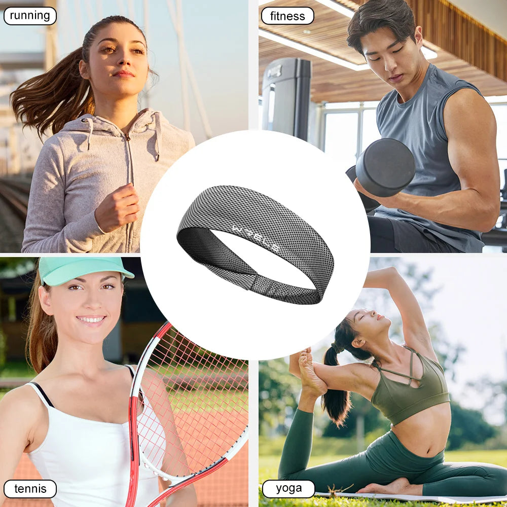 Summer Sport Headband Breathable Fitness Sweatband Non Slip Elastic Tennis Headband Sweat Wicking Lightweight Running Hairban