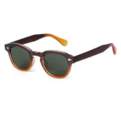 Vintage Fashion Shell Round Sunglasses Women Men 2024 Brand Design Retro Rivet Yellow Blue Lens Square Sun Glasses Female UV4