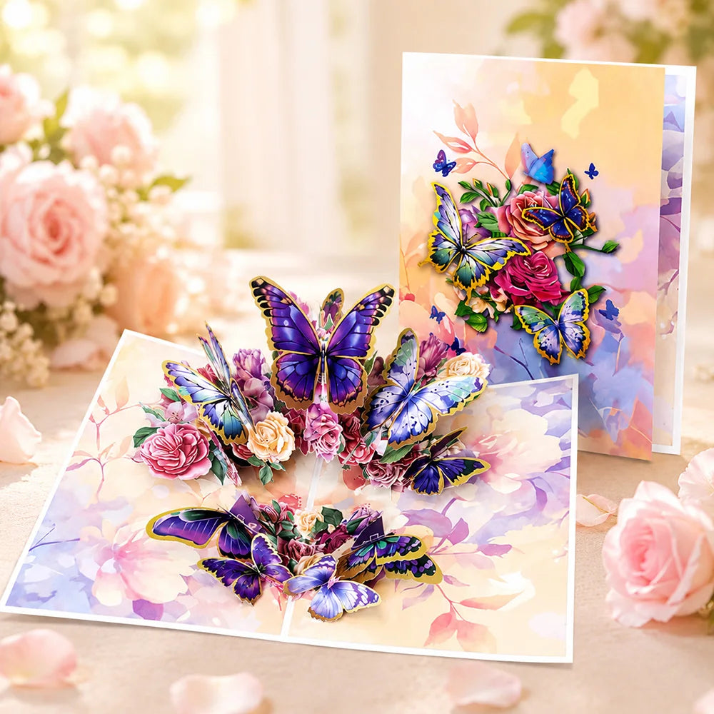 3D Pop Up Flower Greeting Cards Wedding Card Anniversary Thanksgiving Valentines Day Birthday Gift Thank You Card Handmade Ca