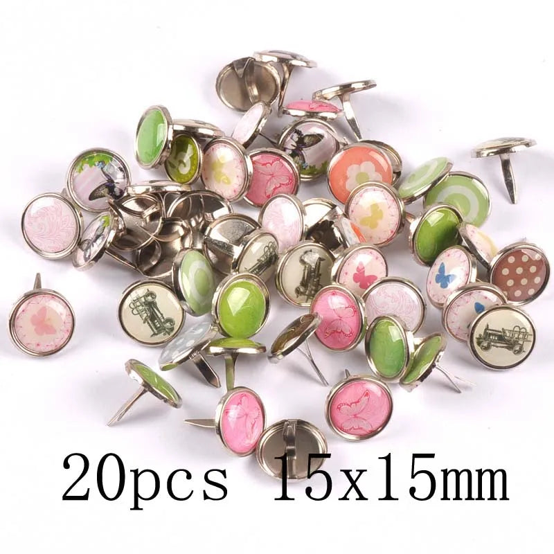 mix vintage Diy Brads Scrapbooking Embellishment Fastener Brad Metal Crafts Decoration CP2583 - 15x15mm 20pcs A