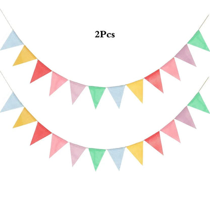 4m Colorful Jute Linen Pennant Flags Banner Birthday Wedding Christmas Party Decorations Bunting Banners Hanging for Home Dec