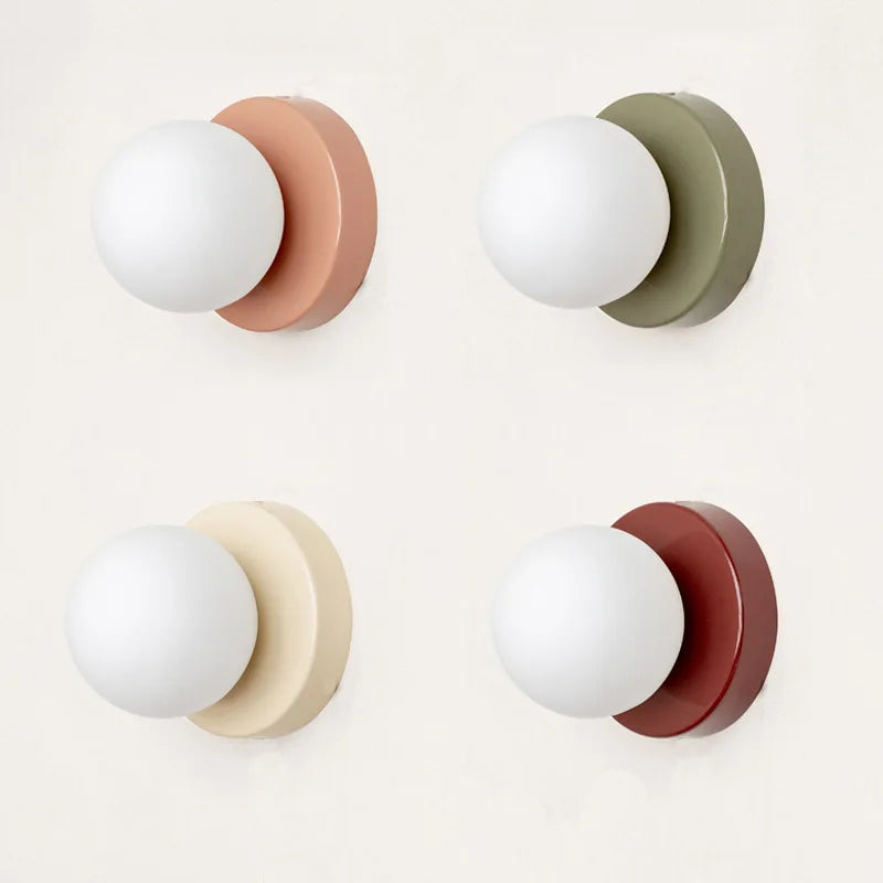 Creative Macaron LED Wall Lamp 10/12cm Mini Glass Sconce for Balcony Lamp Bedside Bedroom Corridor Porch Decor Lighting Fixtu