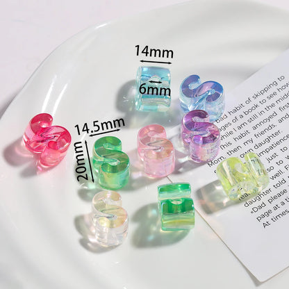5pcs/lot Multicolour Random Letter Beads Acrylic Transparent Alphabet Bead For Jewelry Making DIY Necklace Keychain Accessori
