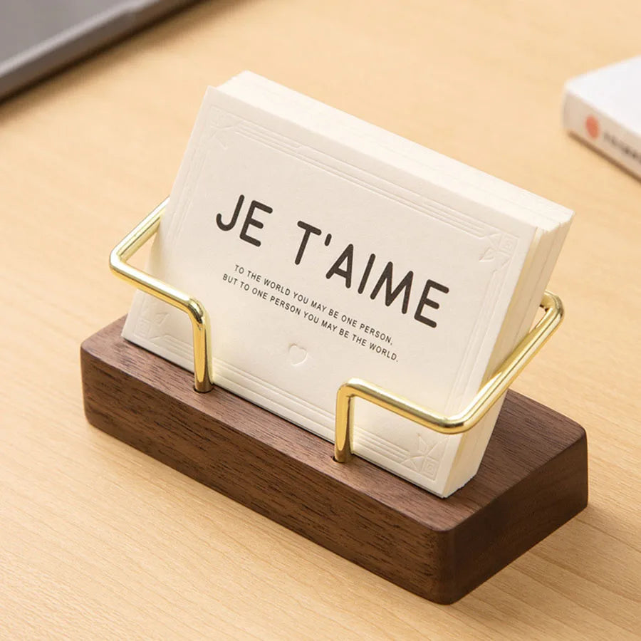 Business Card Holder Organizer Office Desk Display Stand Memo Counter Accessories Tabletop Shelf Home Wooden Card Holder Stor