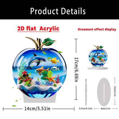 2D Acrylic Apple Landscape Desktop Decoration Ornament Home Living Room Entrance Tabletop Decoration Office Table Ornament - 