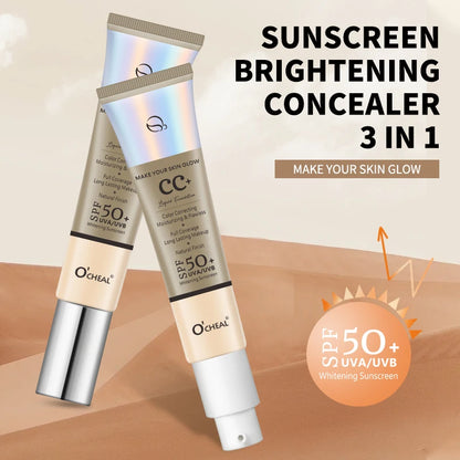 Ocheal 30g CC Cream Foundation Waterproff Concealer Moisturizing Sunscreen Liquid SPF 50+ Long Lasting Brightening Makeup Pri