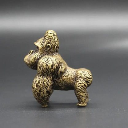 1 Pcs Antique-style Brass Golden Monkey Tea Table Tea Pet Office Desktop Animal Decorative Figurine Cast Bronze Ornament