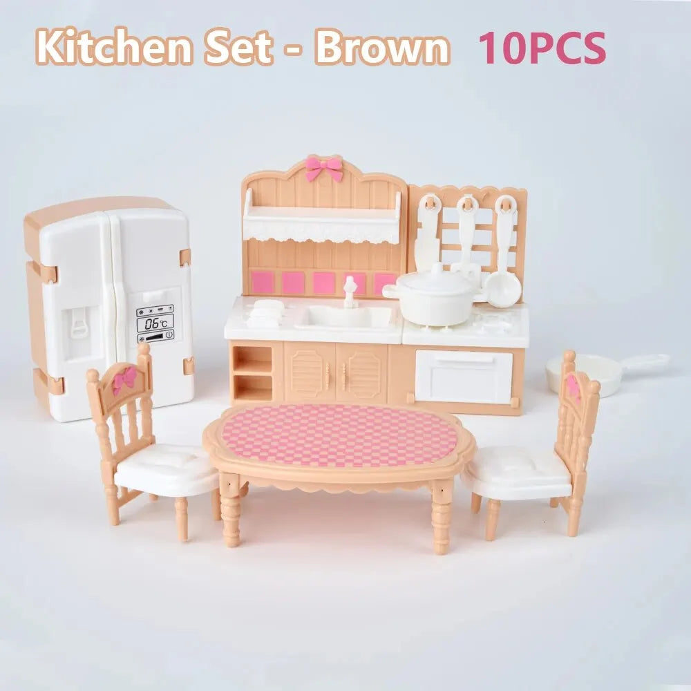 Cute Kawaii Pink 10 Items/Lot Miniature Dollhouse Furniture Accessory Kids Toys Kitchen Cooking Things For Girl Gifts