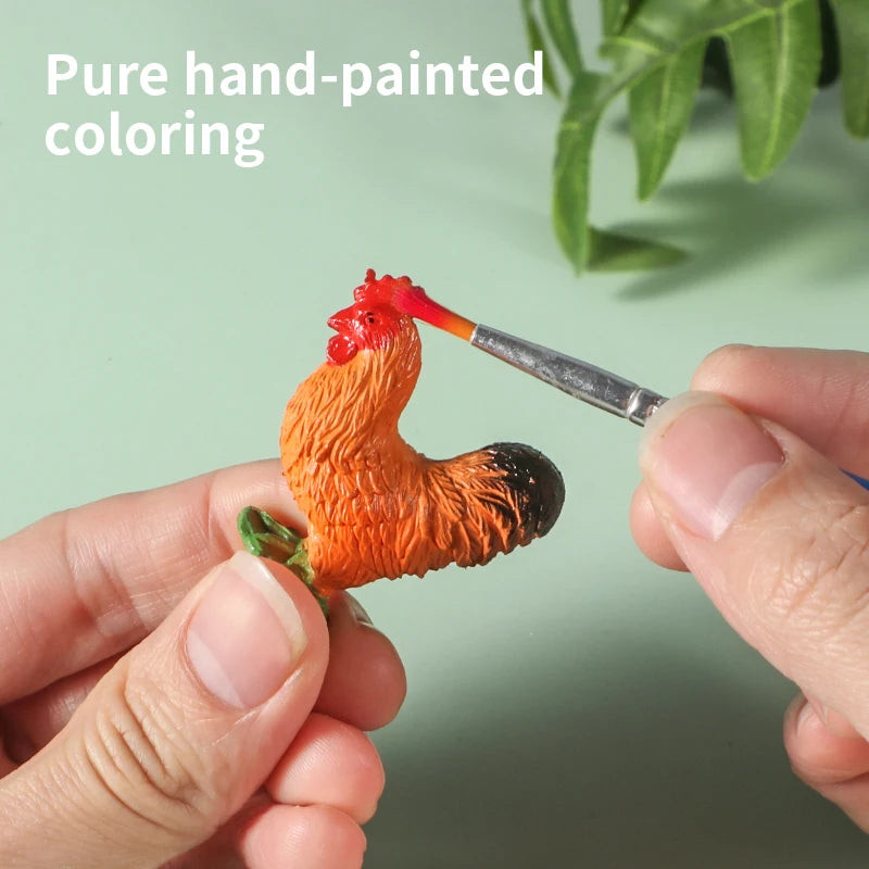 12pcs Mini Farm Figurines Realistic Animal Model Dog Duck Cock Pig Sheep Cat Action Figures Simulated PVC Educational Toy