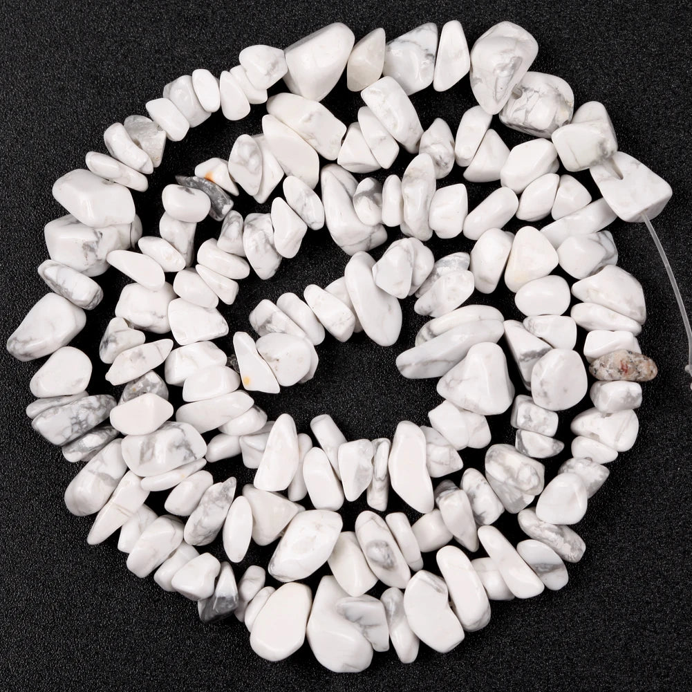 Natural Stone Chips Beads 3-5-8-12mm Irregular Gravel Beads For Jewelry Making Freeform Beads Diy Necklace Bracelet 15'' - Wh