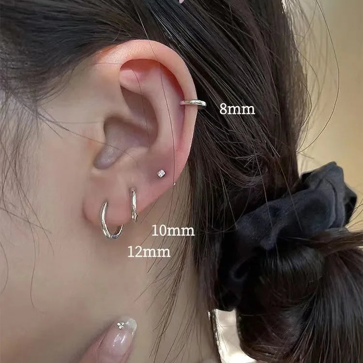 3Pair Stainless Steel Minimalist Huggie Hoop Earrings for Women Gold Color Tiny Round Circle 8/10/12mm Punk Unisex Rock Earri