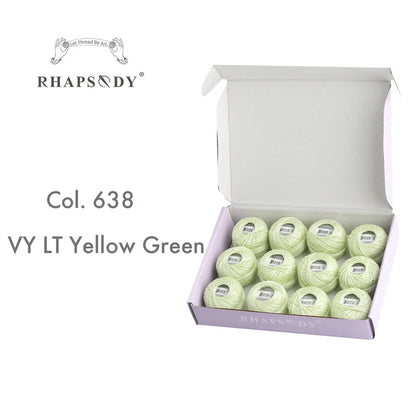 Rhapsody Size #8 Pearl Cotton Crochet Thread Embroidery Craft Needle Cross Stitch Egyptian Cotton Mercerized 12 Balls Set