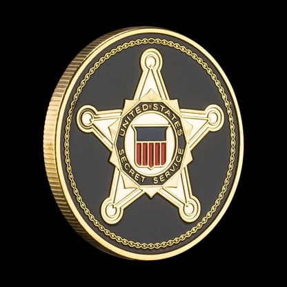 United States Secret Service Souvenir Coin Plated Golden Commemorative Coin Collectible Gift Collection Art Challenge Coin
