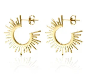 Shiny Zircon Hoop Earrings for Women Trendy Golden Stainless Steel Circle Earring Jewelry Pendientes - D4