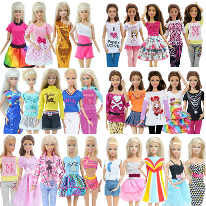 10 Pcs/Set Fashion Outfits 30cm Doll Shirt Pants Dress Shoes 11.5 Inch Doll Clothes Dollhouse 11.8" 1/6 Doll Accessories Toy