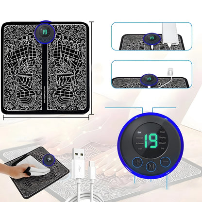Foot Massger 8 Modes 19 Level Electric Foot Massager Pad Strength Lightweight Relieve Foot Pressure Strength Lightweight