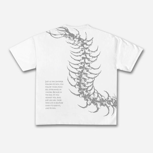 Vintage Dark Centipede Skeletal Graphic Cotton Print T-shirt Men Y2K Summer Short Sleeves Oversize T-shirt Women Casual Tee T
