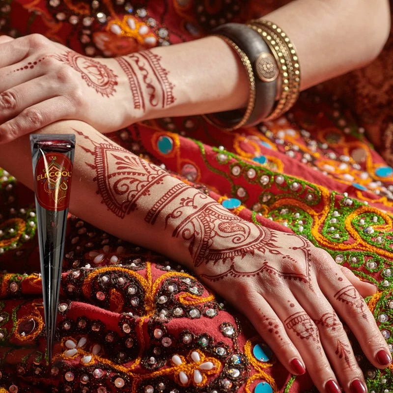 pure natural organic brown henna cream, brown henna tattoo cream, temporary tattoo, henna tattoo cream semi-permanent he