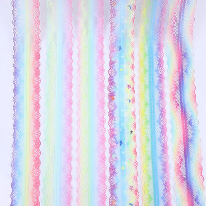 4cm 5yards Colorful Rainbow Net Fashion Ribbon Lace Trim Wedding DIY Dress Garment Edging Bag Decoration Accessories Bows H80