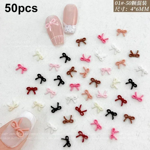 French Ribbons Colorful Resin Cute Bowknot Charm Leopard Print Bow Tie Nail Art Decorations Manicure Tools Accessories Wholes