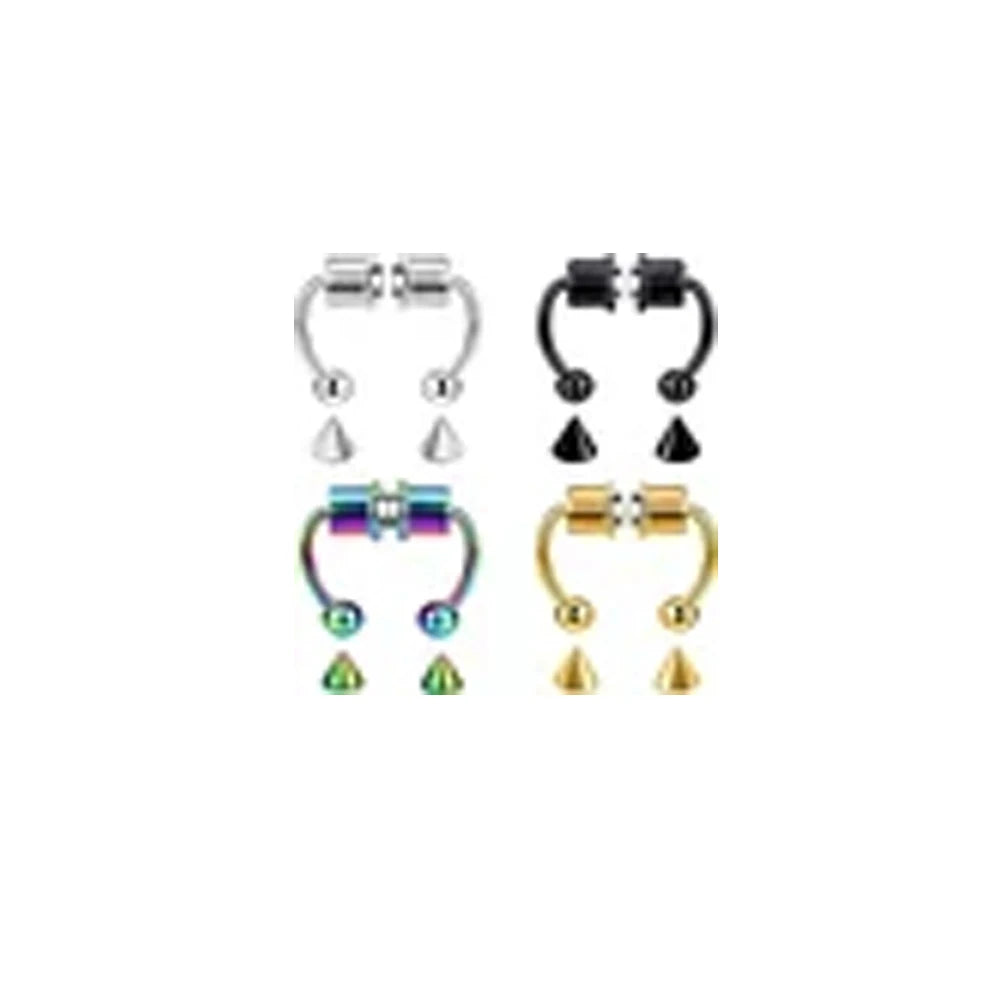 Women Fake Piercing Nose Ring Hoop Septum Non Piercing Nose Clip Rock HipHoop Stainless Steel Magnet Fashion Punk Body Jewelr