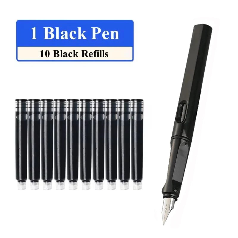 Fountain Pen Set Replaceable Ink Refill Calligraphy Multifunction Pens For Writing 0.38mm Office School Stationery Supplies -