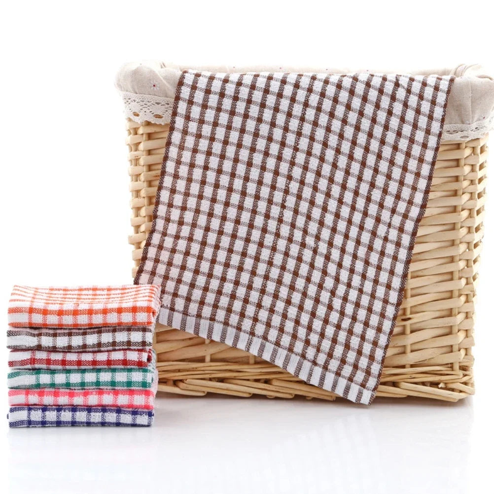 6PCS Cotton Kitchen Tea Towels Absorbent Lint Free Catering Restaurant Cloth Dish Towels Cleaning Cloth Kitchen Cleaning Towe