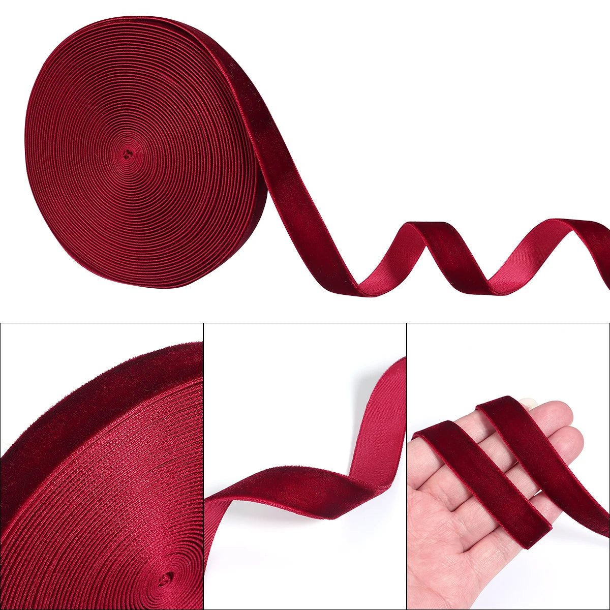 5/10 yards Wine Red Flocking Webbing Single Face Velvet Ribbons for DIY Clothing Handmade Gift Packaging Decorative Accessori
