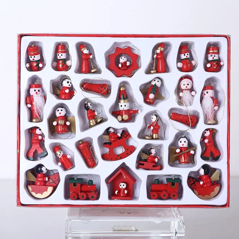 Creative Christmas Tree Decoration Wooden Small Pendant Small Ornaments Boxed Window Props Ornaments Christmas Decorations - 
