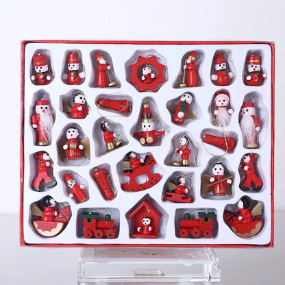 Creative Christmas Tree Decoration Wooden Small Pendant Small Ornaments Boxed Window Props Ornaments Christmas Decorations - 