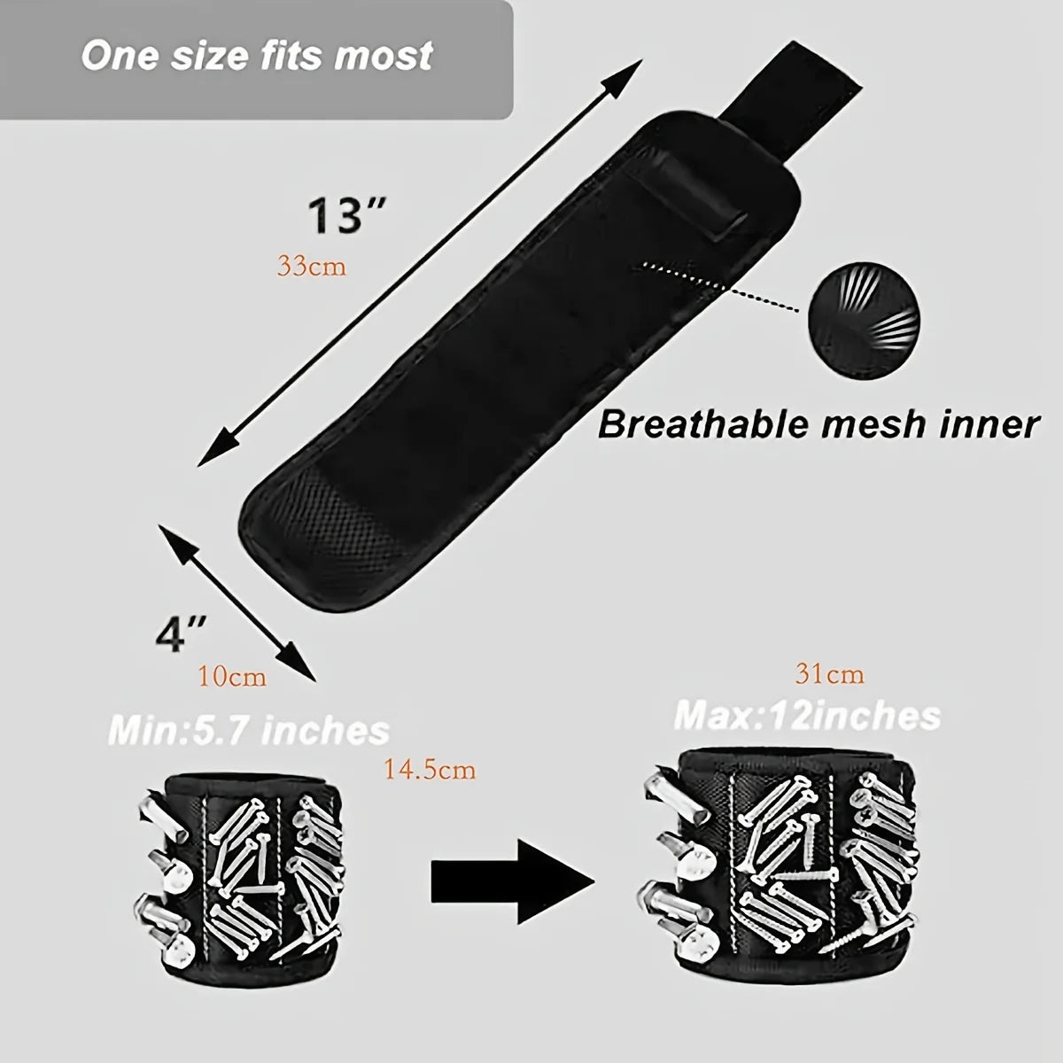 Magnetic Wristband for Holding Screws,Nails，Drilling Bits,Wrist Tool Holder Belts with Strong Magnets,Cool Gadgets for Men, w