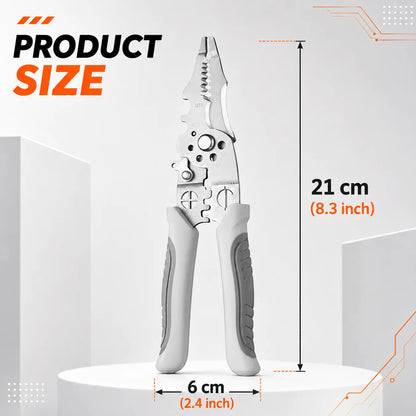8.5 Inch Multi Functional Industrial Wire Stripper Cutter Crimper Heavy Duty Stainless Steel Electrical Pliers Ergonomic Grip