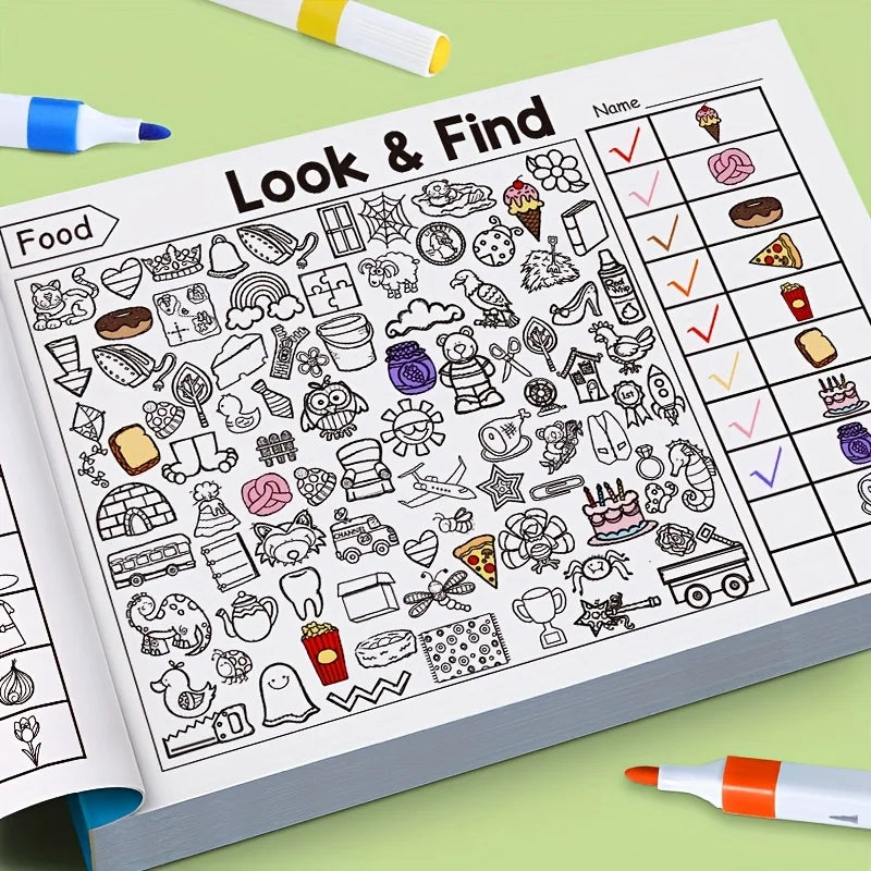 Children's Hidden Objects Coloring Book, with 100+ Find & Color Pages - Interactive Find & Color Activity Workbook for School