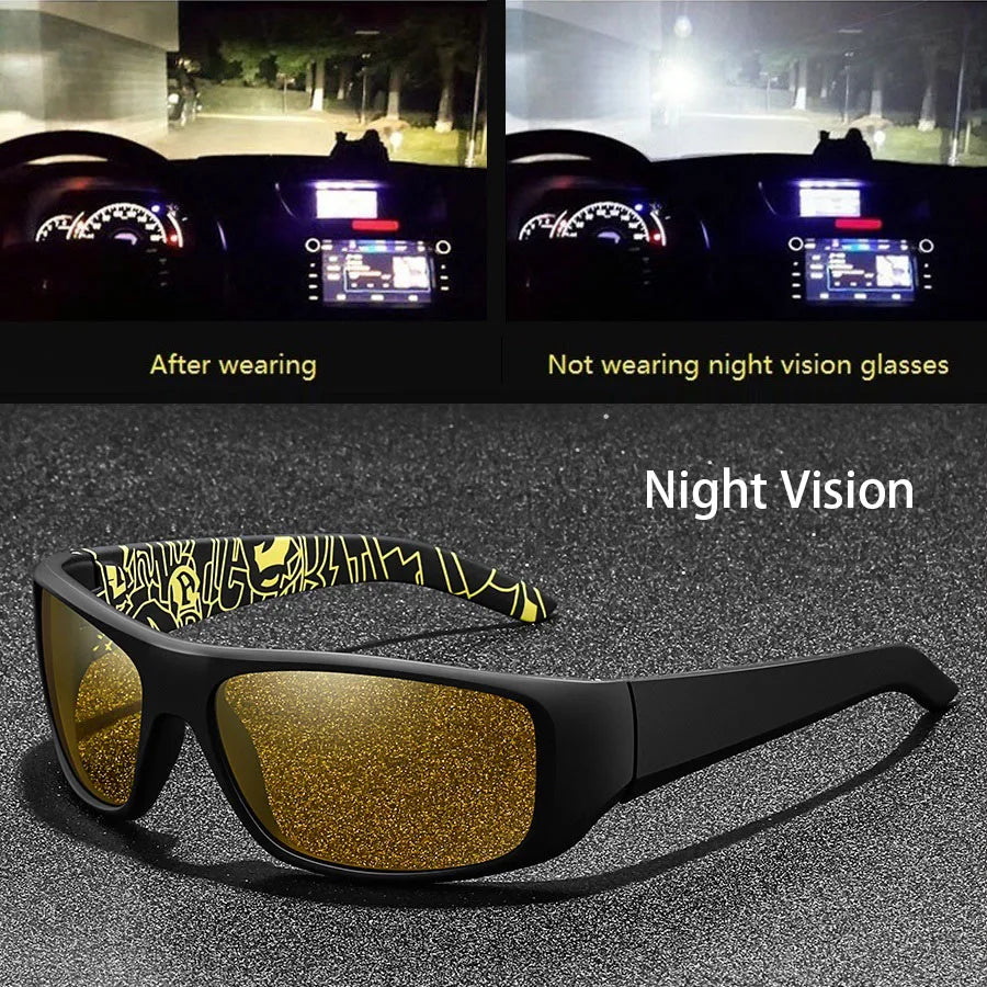 Fashion Vintage Square Frame Unisex Night Vision Glasses Reduce Visual Fatigue Lenses Anti-Glare Anti-Reflective Eyewear - F5