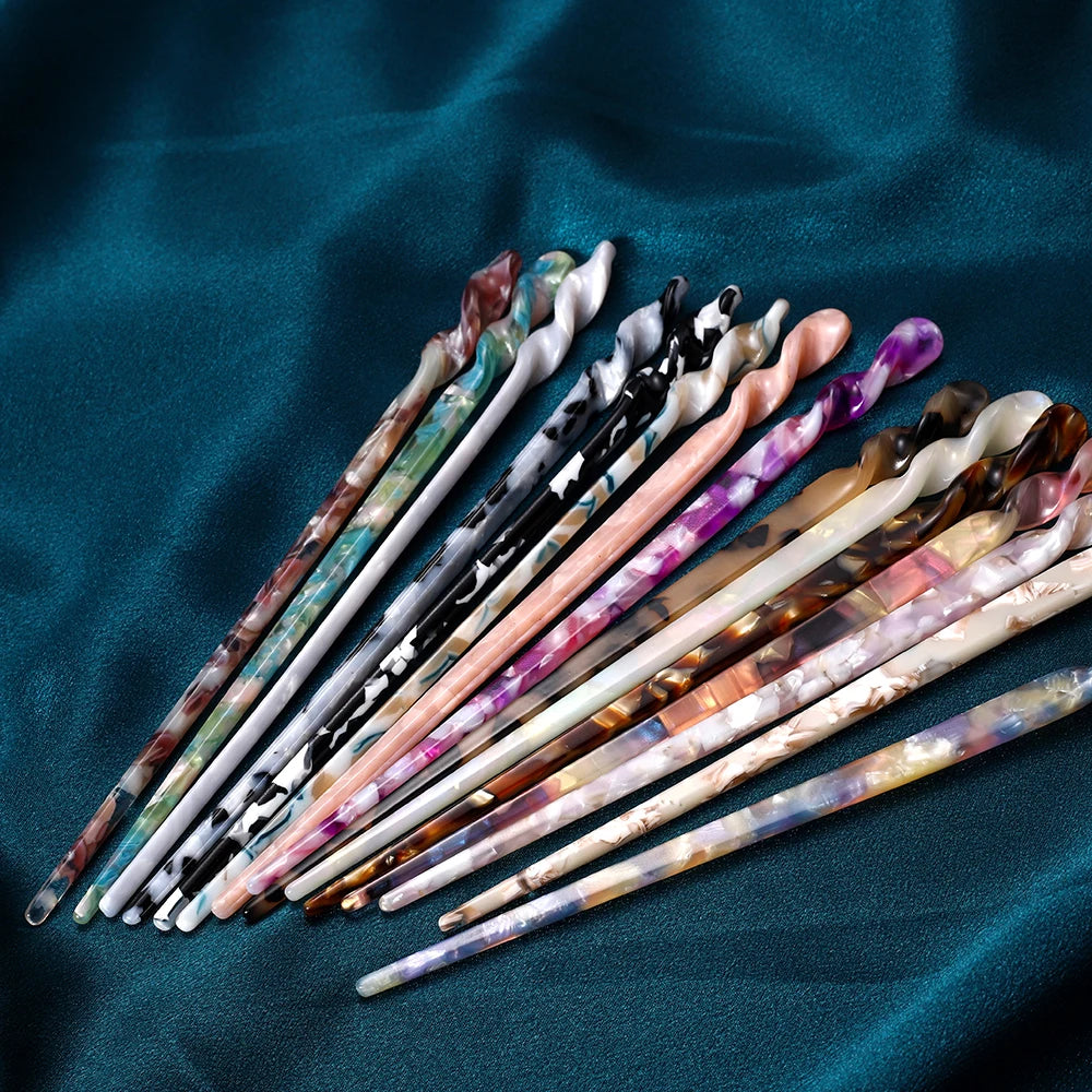 Chinese Style Hair Sticks Vintage Acetate Resin Chopstick Women Hairpins Hair Clip Pin Headwear Wedding Hair Jewelry Accessor