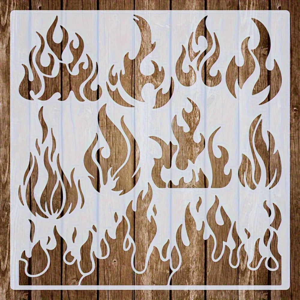 1Pc Large Flame Stencil Reusable Soft Plastic Template for DIY Wall Art Home Decor Painting on Wood Canvas Fabric