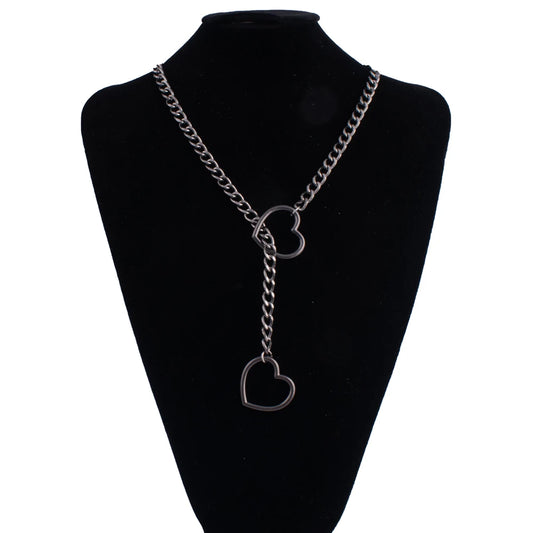 Heart Slip Chain Necklace For Women Fashion Punk Rock Goth Choker Jewelry Accessories